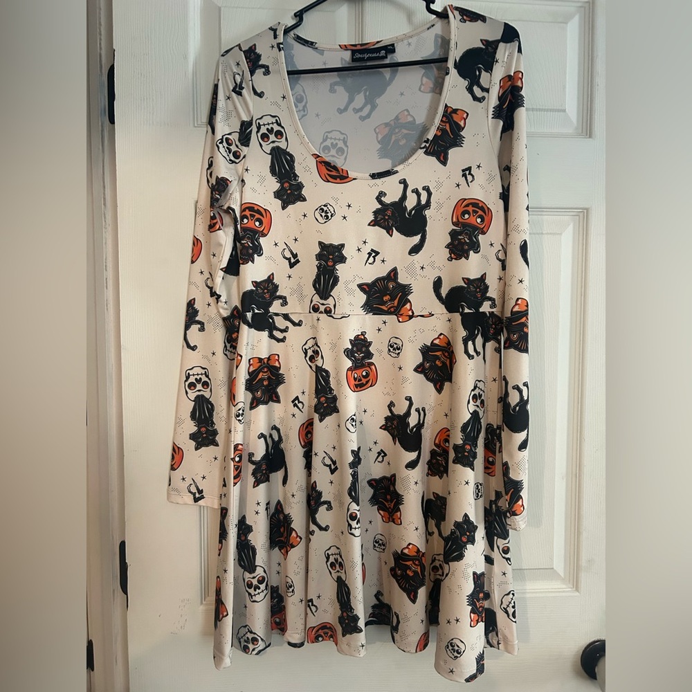 Halloween Print Long Sleeve Dress